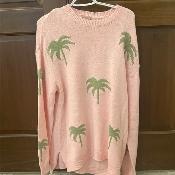 Show Me Your MuMu Sweaters - NWT Show Me Your Mumu Pink Palm Tree Knit
